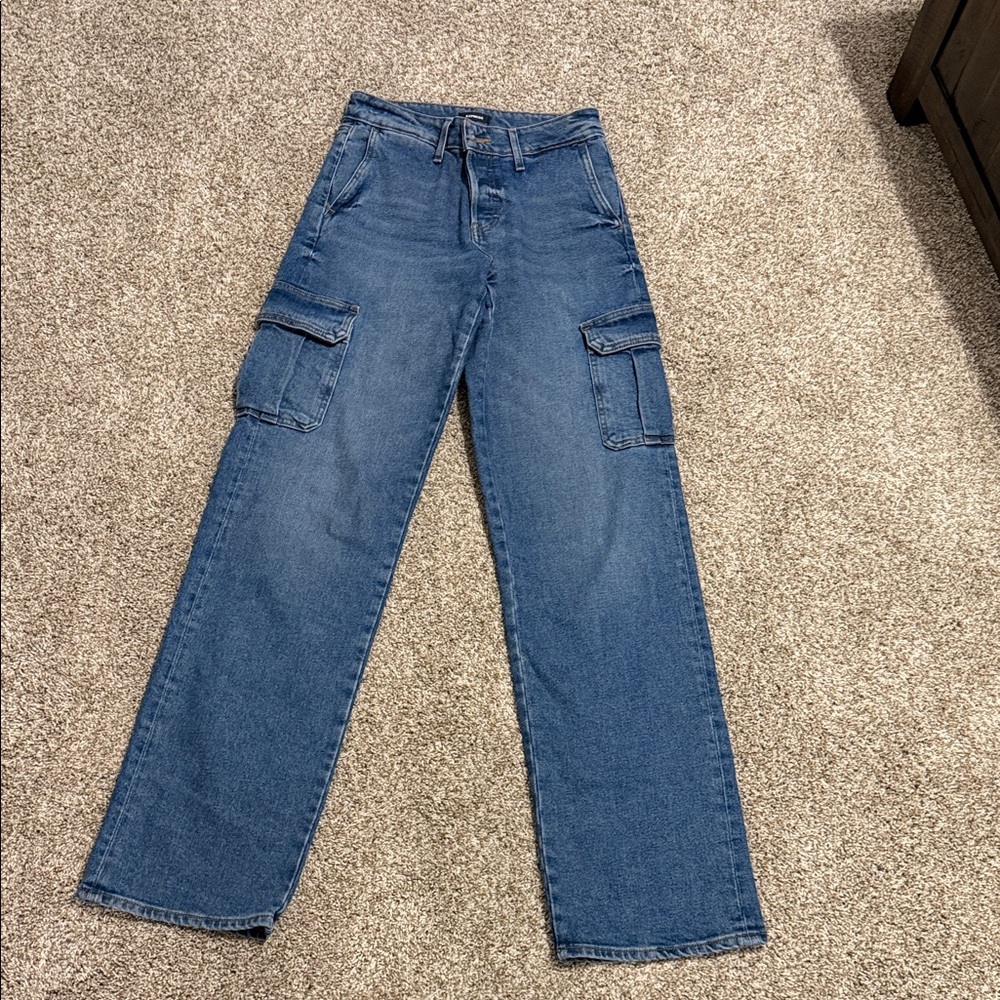 Womens 0 long Express Straight Leg Cargo Jeans